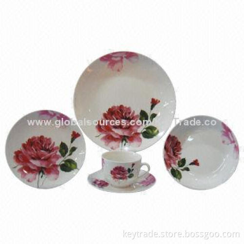 Fine Porcelain 20-piece Dinner Set in Rim-shaped with Decal